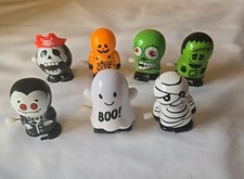 Lot of 7 Halloween Wind Up 2.5" Walking Toy Figures All Working - Used