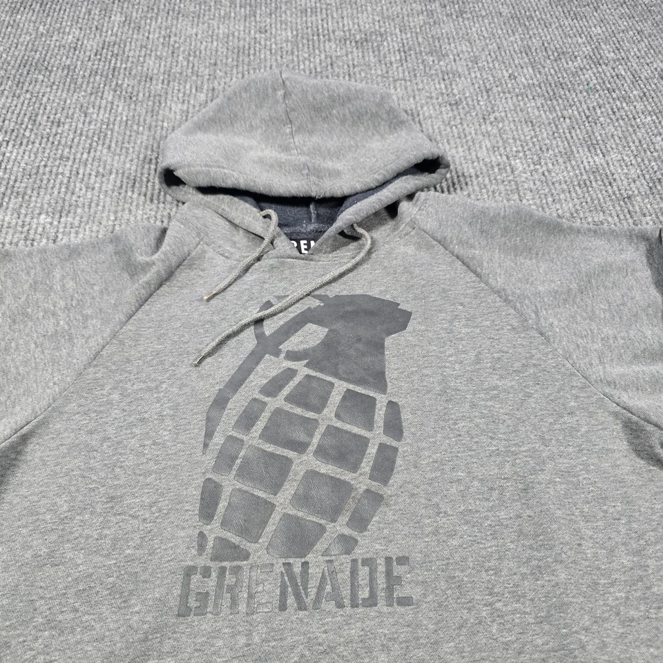 Sudadera con Capucha Grenade Para Hombre Gris Medio Pullover Sudadera Gráfico Granada Logo Patín Foto 4 de 4