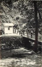 Spring Valley Minnesota~Mystery Cave~Folks on Bridge Entrance~1940s RPPC