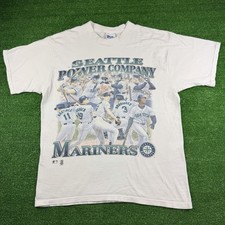 Vintage 90's Seattle Mariners Power Company Baseball T-Shirt Made in USA Size L