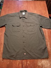 Dickies Men's Green Short Sleeve Work Mechanic Shirt Pockets XL