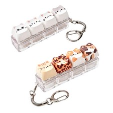 1x Keyboard Fidget Clicker Keychain Cute 4 Cat Keys Keyboard Stress Relief Toy