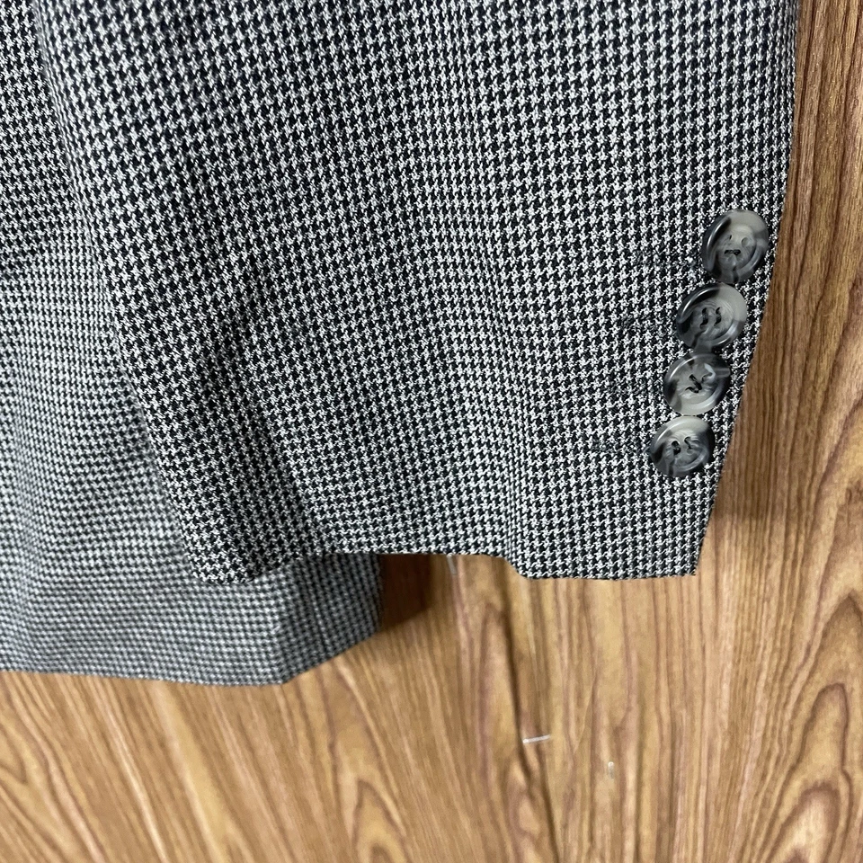 Adolfo Sport Coat Mens 40R Gray Multicolor Houndstooth Polyester Double Vented - Image 3 of 4