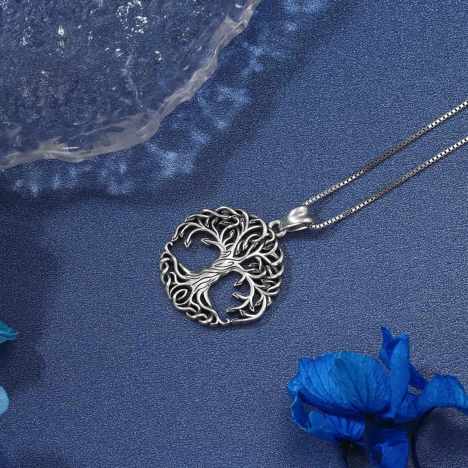 Collar Árbol de la Vida del Día de la Madre - Árbol genealógico celta de plata de ley 925 P... Foto 4 de 4