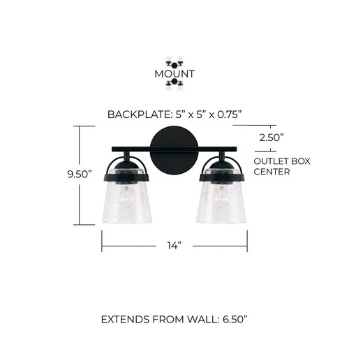 Capital Madison 9 1/2" High Matte Black 2-Light Wall Sconce - Picture 6 of 6