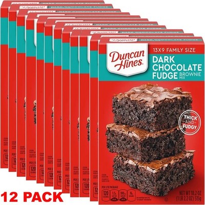 12x Duncan Hines DARK CHOCOLATE FUDGE Baking Brownie Mix 18.2 oz - 12 PACK