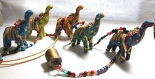 INDIAN DOOR HANGING,5 ELEPHANT STRING &SMALL BELL, GOOD LUCK & POSITIVE ENERGY