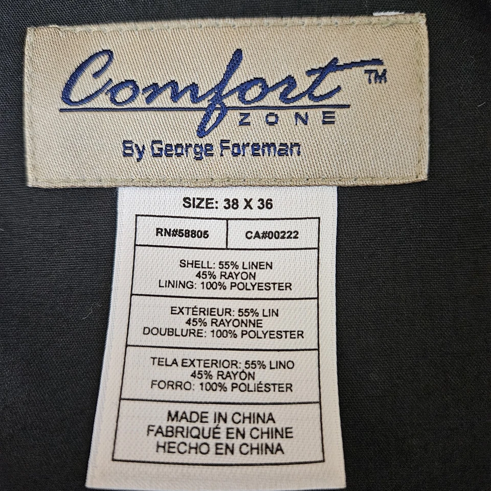 Pantalones de vestir Comfort George Foreman para hombre negros mezcla de lino 38 x 36 puños plisados Foto 4 de 4