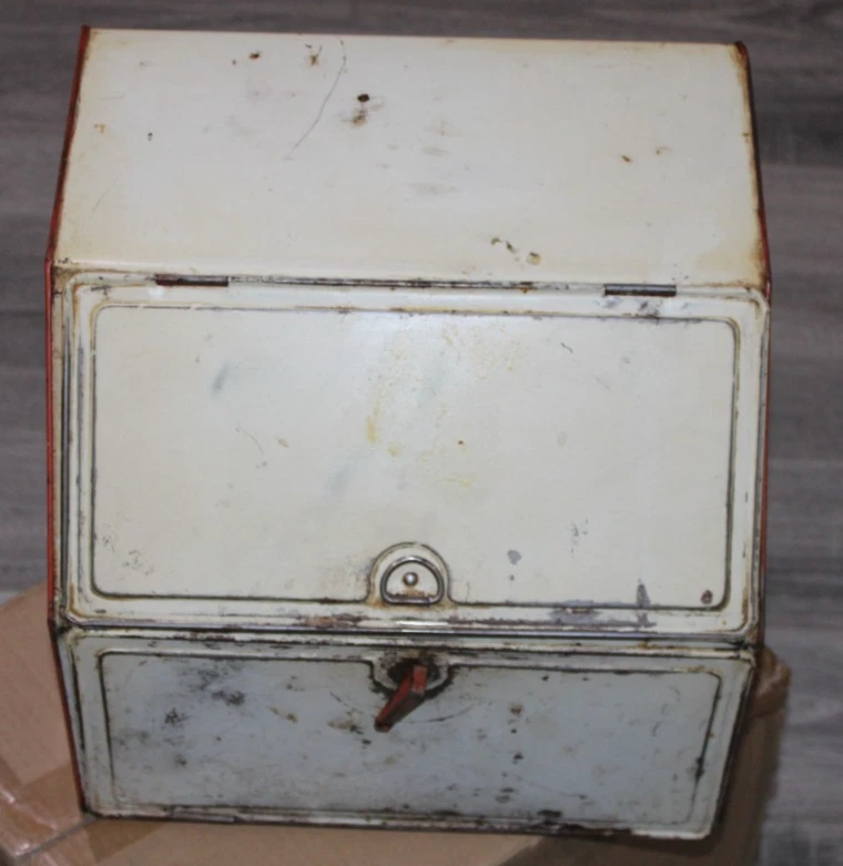 1950's Vintage Metal Slant Front Bread Cooling And Storage Box