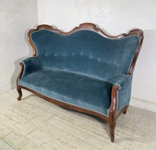 ANTICO DIVANO DUE POSTI PRIMI 1900 LUIGI FILIPPO ARMCHAIR LEGNO STOFFA POLTRONA