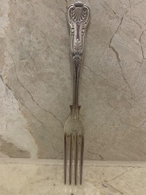 Gemusterte Vintage Gabel versilbert 18,5 cm