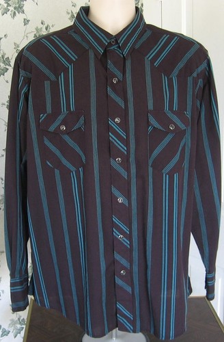 Cody James Men's XL Pearl Snap Shirt Long Sleeve Striped Triple Button Cuff
