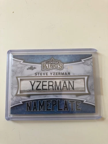 2019/20 LEAF LUMBER KINGS STEVE YZERMAN GAME USED  NAMEPLATE #1/1 RARE