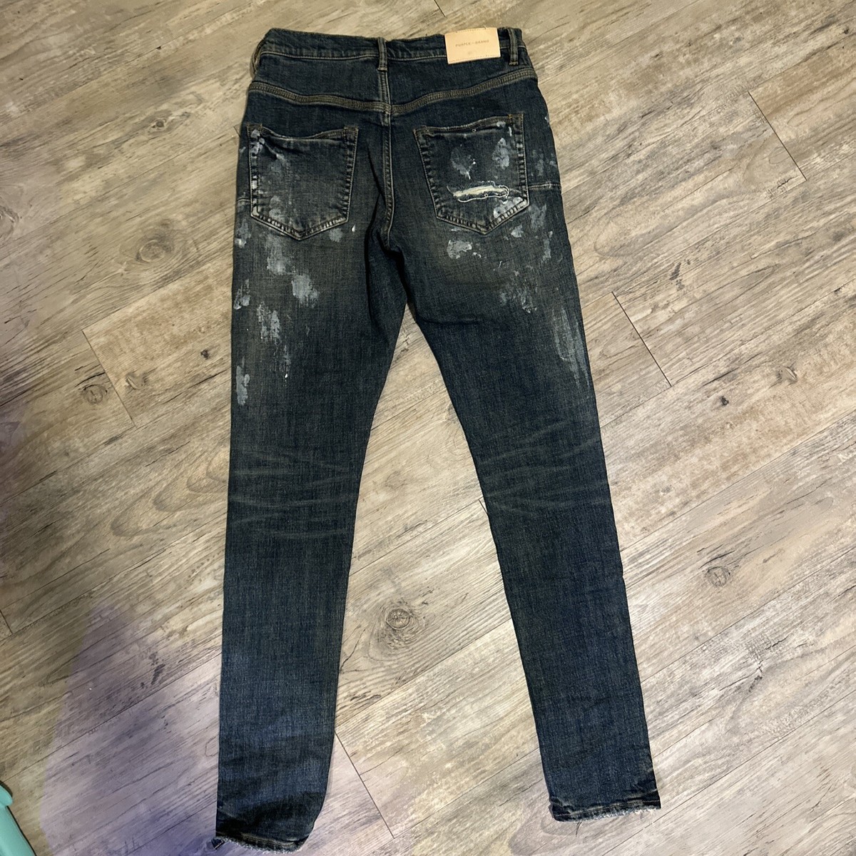 【PURPLE BRAND】P002 Mid Indigo ダメージスプレイジーンズ NEW Purple Brand Men's Jeans P002 Mid Indigo Destroy SZ 33