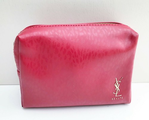 YSL Beauty Animal Print Red Faux Patent Leather Makeup Cosmetics Bag, Brand NEW