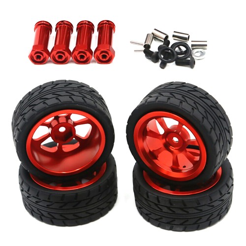 4PCS RedWheels Rim Hubs + Rubber Tires 1/14 RC Car Parts For Wltoys 144001 kop - Picture 3 of 6