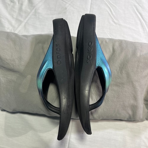 OOFOS Flip Flop Atlantis Sandals Womens 6 Black Ombré Comfort Recovery Slide - Picture 5 of 12