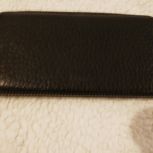 Vintage Black Leather Wallet Key Zipper Clutch Womens Mens Wallet - Picture 3 of 5