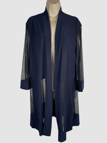 R&M Richards Women's Blue Illusion Three-Quarter-Sleeves Jacket Plus Size 20W - Picture 2 of 3