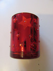 Glass Tea Light / Candle Holder Red & Silver Stars Pattern (733)