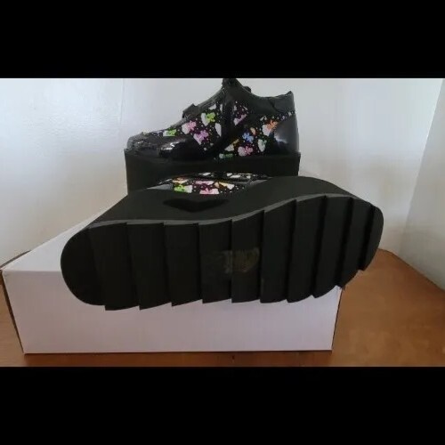NIB Y.R.U. Qozmo Black lo Care Bears Platform Sneakers in Black Sky Sz 8 - Picture 5 of 14
