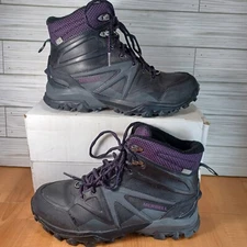 Merrell Shoes Women 9 Capra Glacial Ice Mid Insulated Purple Black Vibram 200G