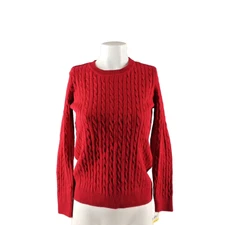 NWT Karen Scott Fall Cable Knit textured Sweater Petite Medium Pullover Red