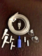 Aquarium Air Line tubing Kit,T-Valves+Control Valves+Conn Valves+Airstone+Cups+