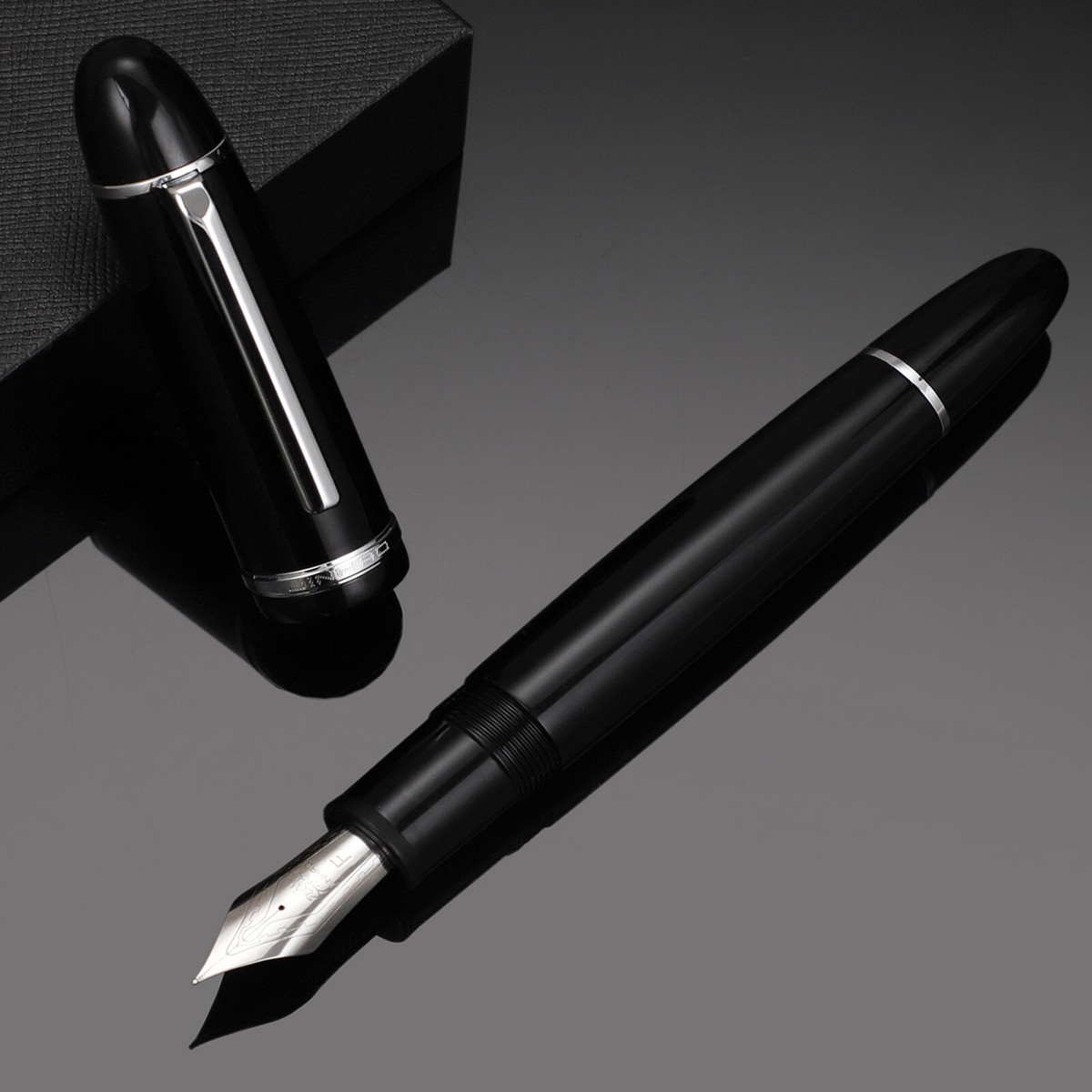 Jinhao X159 Fountain Pen Black With Silver Clip Fine Nib Acrylic