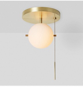 American Country Style Milky White Glass Flush Mount Brass Finish