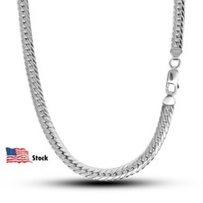 925 Sterling Silver 6mm Flat Snake Curb Chain Link Necklace for Men  Women