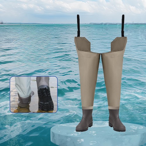 Mens Fishing Knee Waders An-slip Rainboot Waterproof Shoes Wading Hunting Boots - Picture 24 of 27