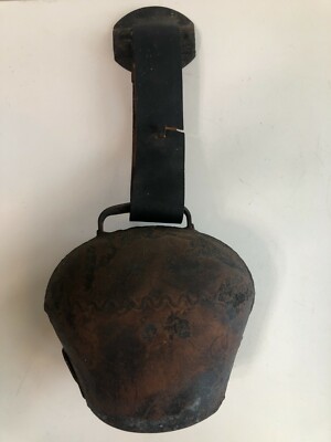 Vintage Handmade Cast Iron German Cow Bell, 6 3/4'' Tall, 7'' Widest, Weight 2 Lbs