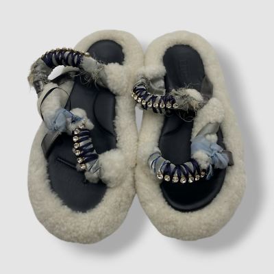 【関税込み】13 09 SR 'Zodiac' sandals 13 09 SR Women's White Zodiac Shearling Padded Slip-On