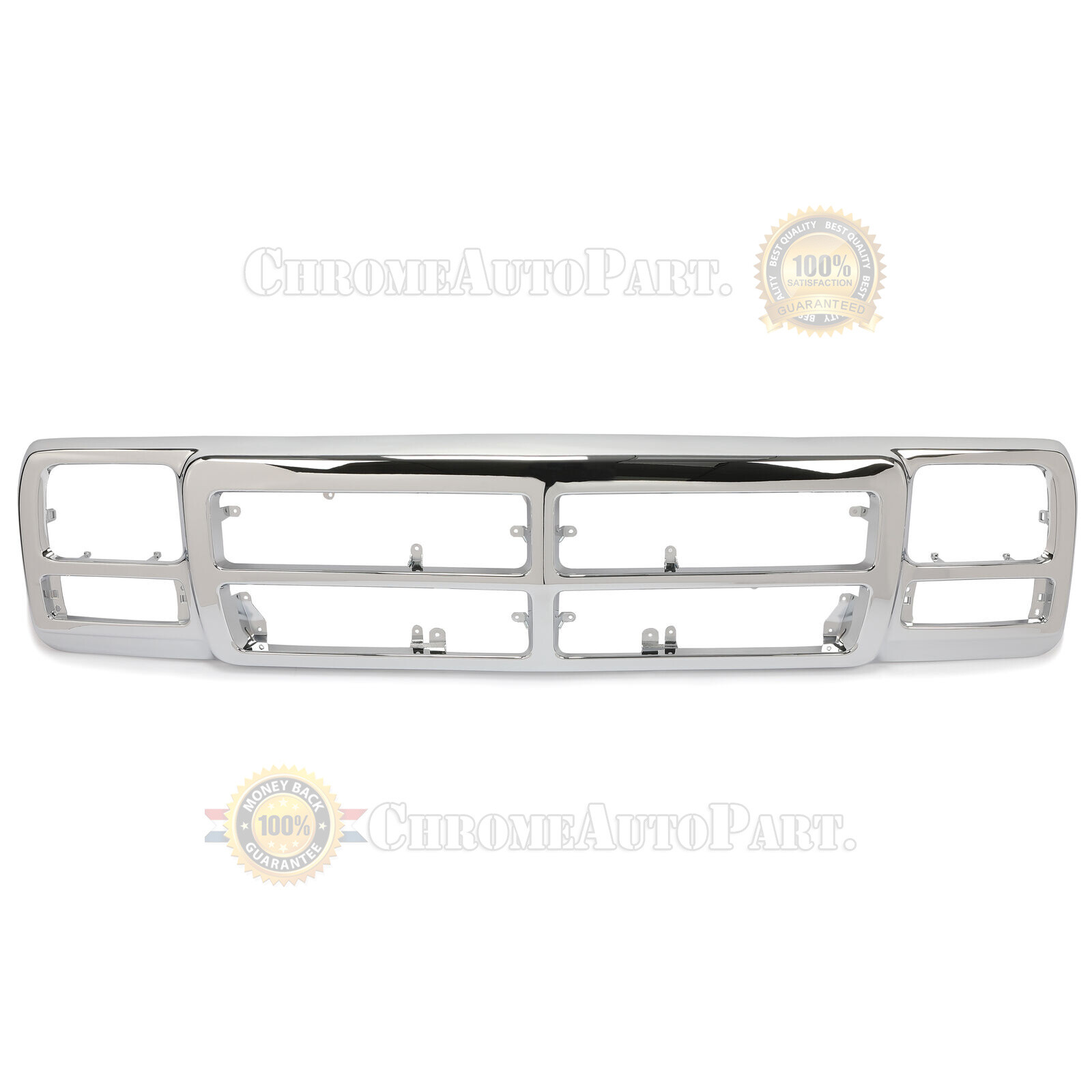 Chrome Front Bumper Grille Frame Shell For 9193 DODGE D150 D250 D350