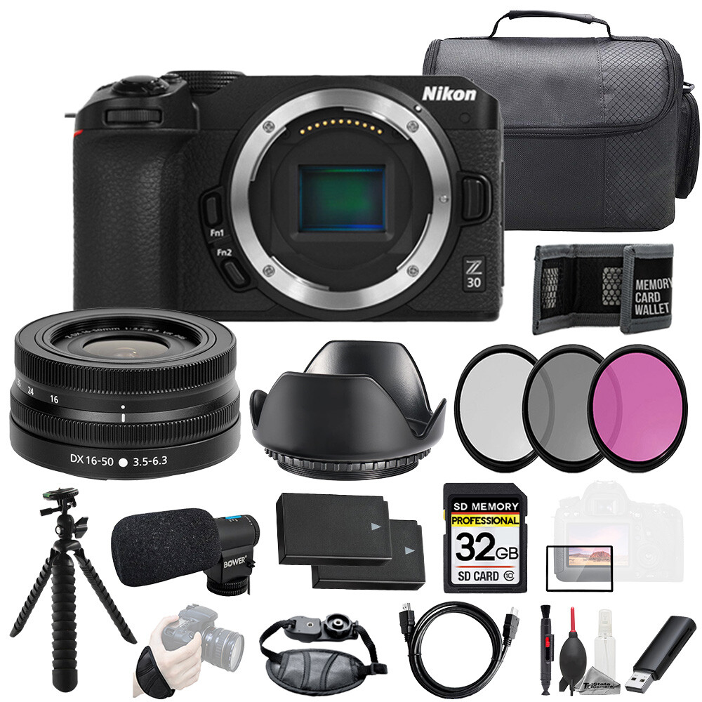 Nikon Z30 + Z DX 16-50mm f/3.5-6.3 VR Lens + Mic +32GB +Ext Bat+3