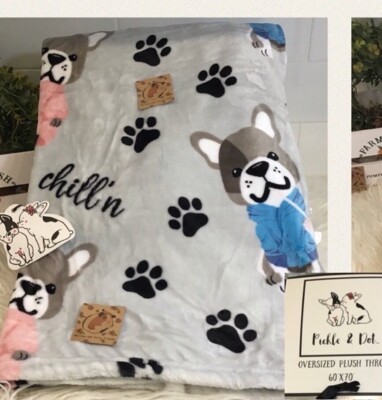 Pickle Dot Frenchie French Bulldog “Chillin” Oversized Throw
