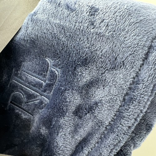 Ralph Lauren Classic Navy Blue Micromink Plush Blanket LRL Logo King Bed New - Picture 5 of 10