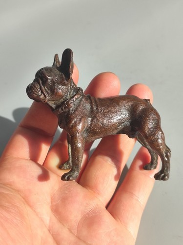 Chinese Old Antique Bronze French Dou Dog Zodiac Dog Statue Netsuke - Picture 6 of 6