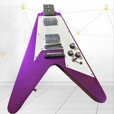 Customized Flight V Purple Electric Guitar with 2H Pickups and Black Fretboard