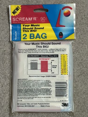 Blank Cassette Tapes 2 Pack 90 Minutes New Sealed Scotch Scream’r - Picture 2 of 2