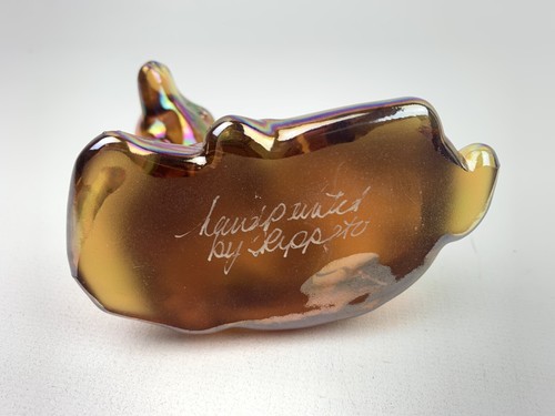 Fenton Deer Doe Merigold carnival handpainted 100 years anniversary 2005 signed - Picture 6 of 7
