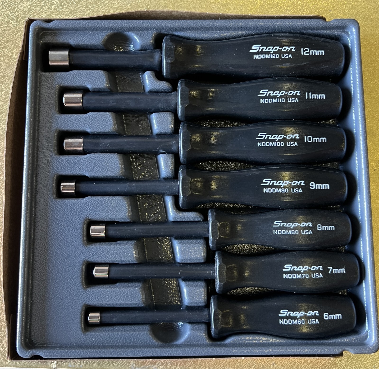 SnapOn Nut Driver Set Black Hard Handle w/Tray Metric 612mm New