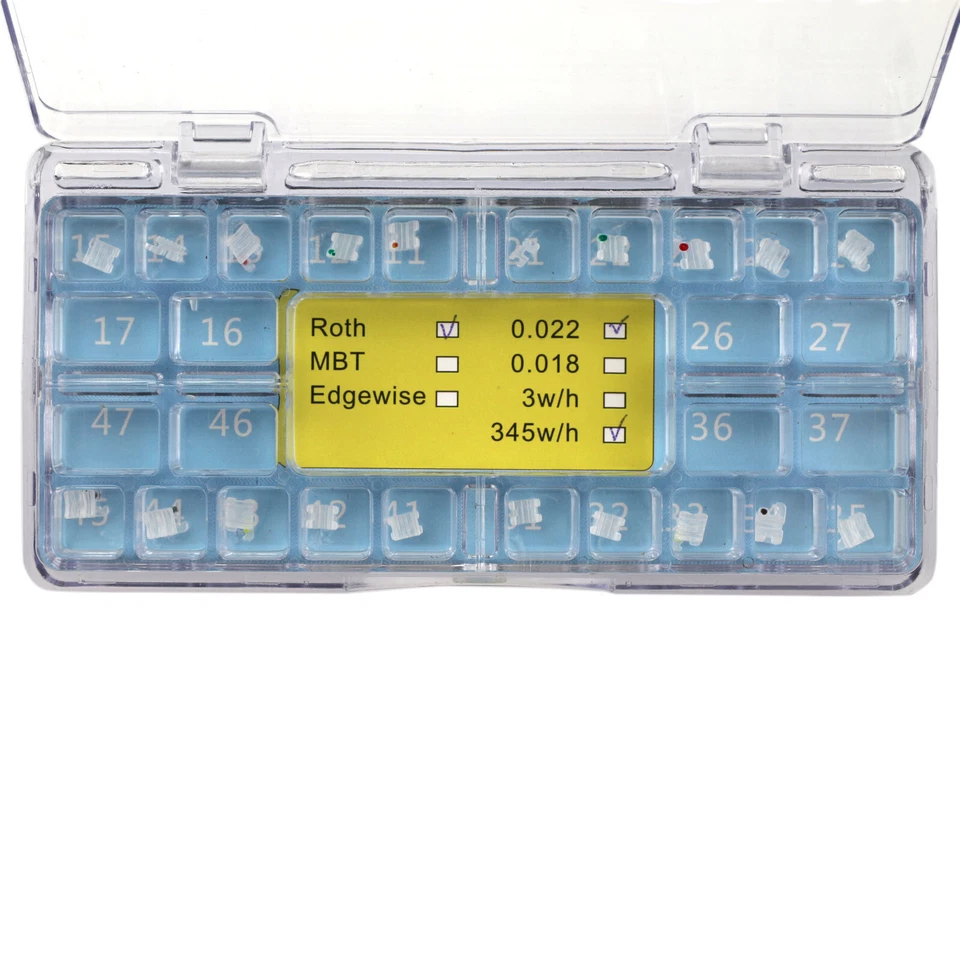 Brackets de ortodoncia soporte de cerámica color diente zafiro estético transparente Roth MBT Foto 4 de 4