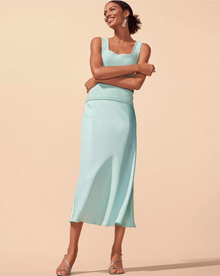 スカート MADISON BLUE  FLARE SKIRT 01 GREEN MAXI FLARE BACK SATIN SK | SKIRT | MADISONBLUE