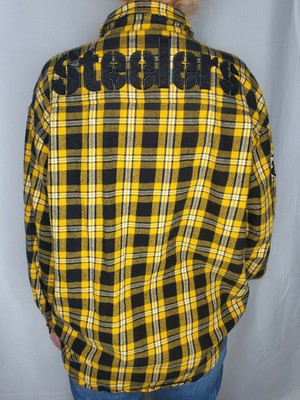 NFL Team Apparel Pittsburgh Steelers Plaid Flannel Long Sleeve Spellout Small | eBay