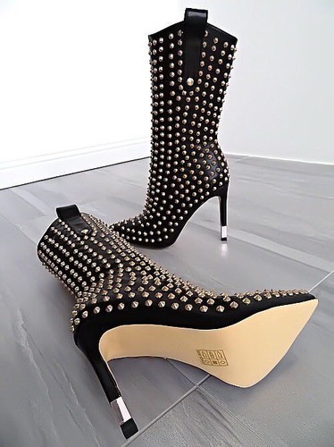 Dame Rose Original High Heels Gold Spikes Pointy Boots Black 36 - Bild 10 von 10