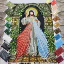 Bead Embroidery Kit Jesus DIY Craft Kit Bead Needlepoint Beadwork a611