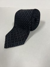 Black Marc Anthony Men  s Tie 100 Silk Square Geometric With Dotted Accents