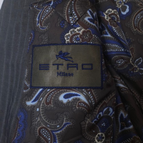 Etro Striped Blazer Linen Cotton Paisley Silk Lining Mens size 56L - Picture 6 of 16